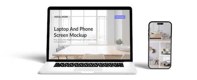 Laptop With Phone Mockup Premium Psd 517705 163